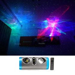 Sharelife Rechargeable RGB Hypnotic Aurora Green Star Laser Lights Mix RGB LED Starry Sky Remote DJ Party Home Stage Lighting