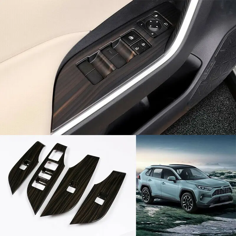 for-toyota-rav4-2020-abs-wood-grain-car-window-lift-panel-switch-moulding-cover-trim-car-accessories-4pcs