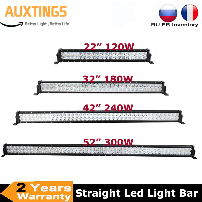 22 32 42 52inch LED Work Light Bar 120W 180W 240W 300W Driving Offroad Lamp Combo 4x4 SUV ATV Truck Boat Car