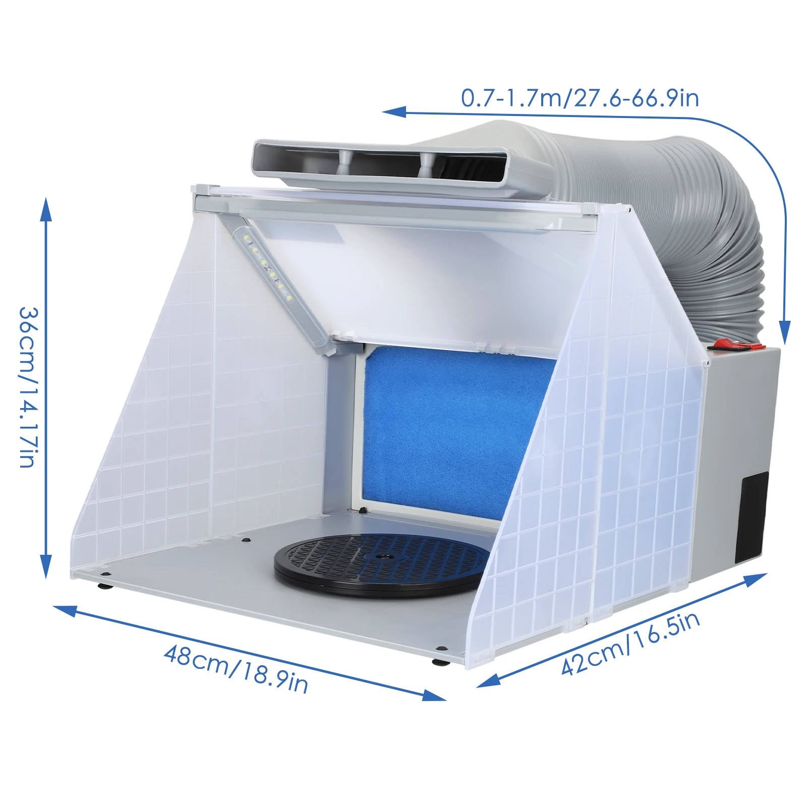 Imagem -02 - Aerógrafo Pintura Spray Booth Kit com Exaustores Filtro Portátil Caixa de Pintura Spray Bancada para Aerografia Modelos Artes e Ofícios