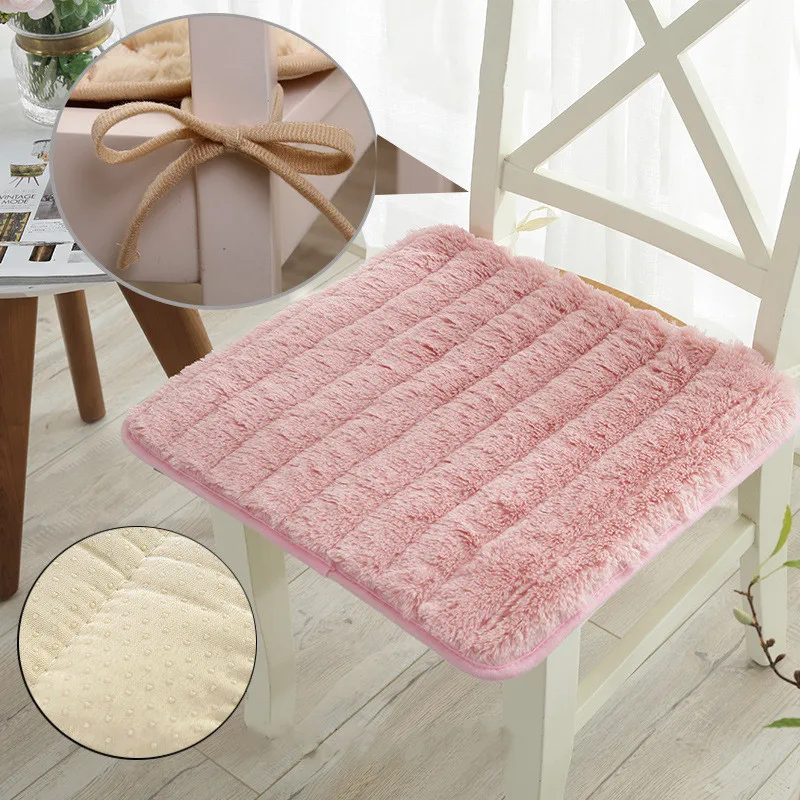 Luxury thick cotton plush bench office cushions winter warmth and anti-skid plush dining chair cushions can be washed