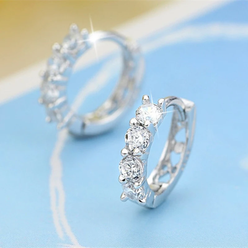 Wholesale 925 Sterling Silver Earrings Inlaid With Zircon Crystal Earrings For Women Wedding Jewelry Gifts