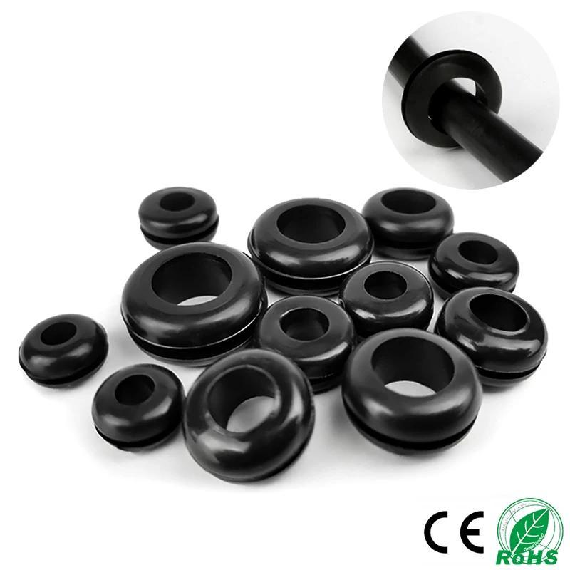 50/10PCS External Circlip Rubber Washer Grommet Gasket  Protects Wire Cable And Hose Custom Part Seal Assortment Set with Case