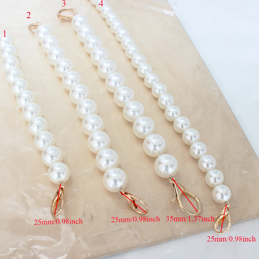 Pearl strap for bags handbag accessories purse belt handles cute bead chain tote women parts silver/gold /black clasp