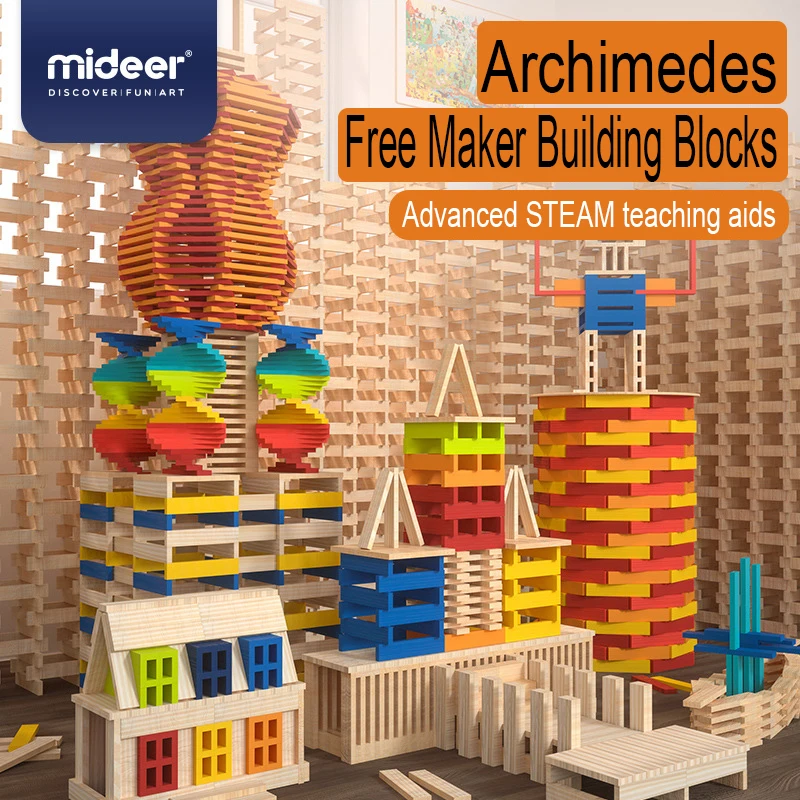 Mideer 100 Chiếc Archimedes Giá Rẻ Máy Làm Khối Xây Dựng Thủ Công Cho Trẻ Em Bằng Gỗ Đa Năng Khối Xây Dựng Đồ Chơi Cho Bé Trẻ Em 4Y +