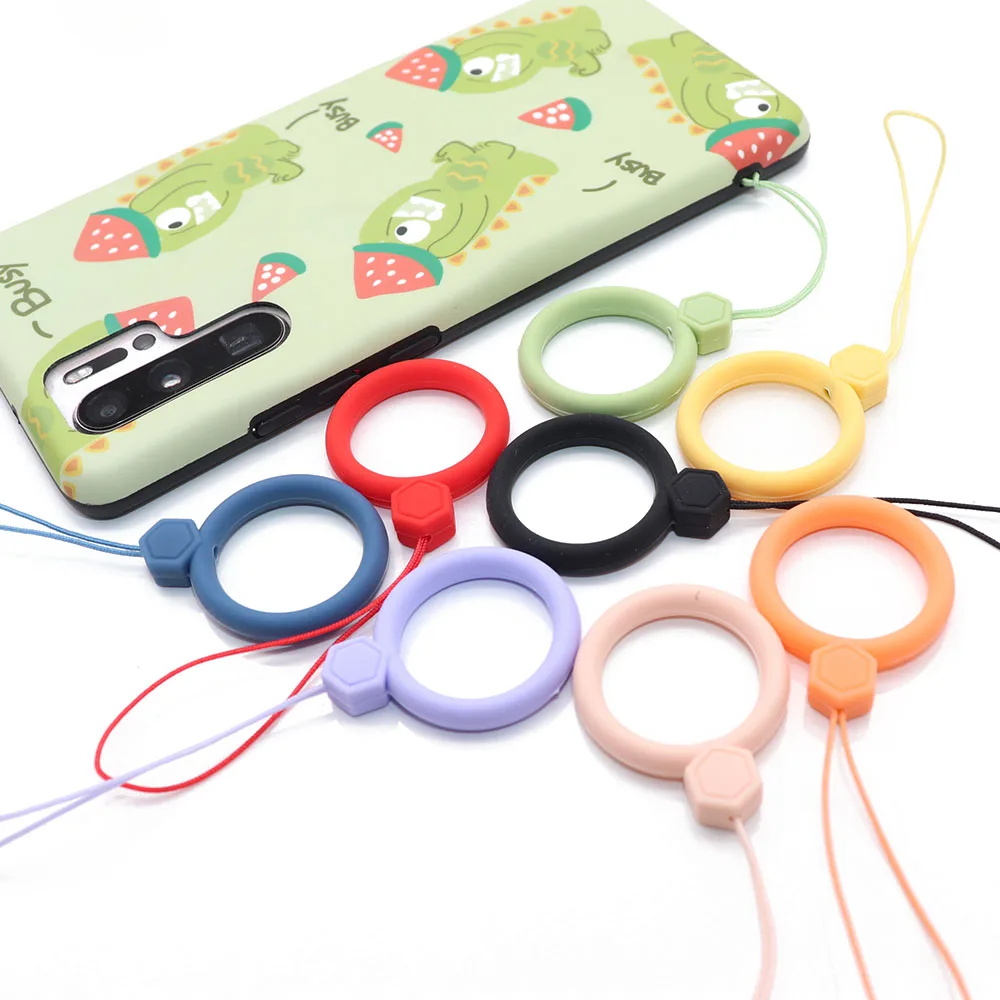 Anel fivela para o telefone móvel caso doces cor bonito anel de dedo cinta de silicone chaveiro corrente cordão acessórios para airpods caso