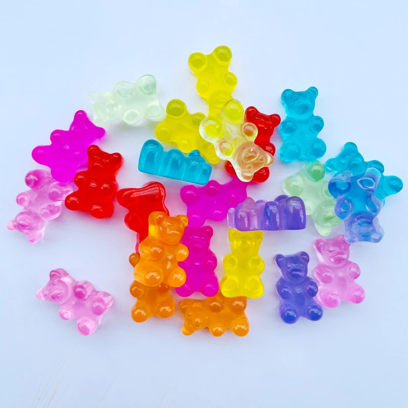 10 Cute Cartoon Crystal Transparent Bear Resin Flat Back Scrapbook DIY Ornament Jewelry Accessories 064