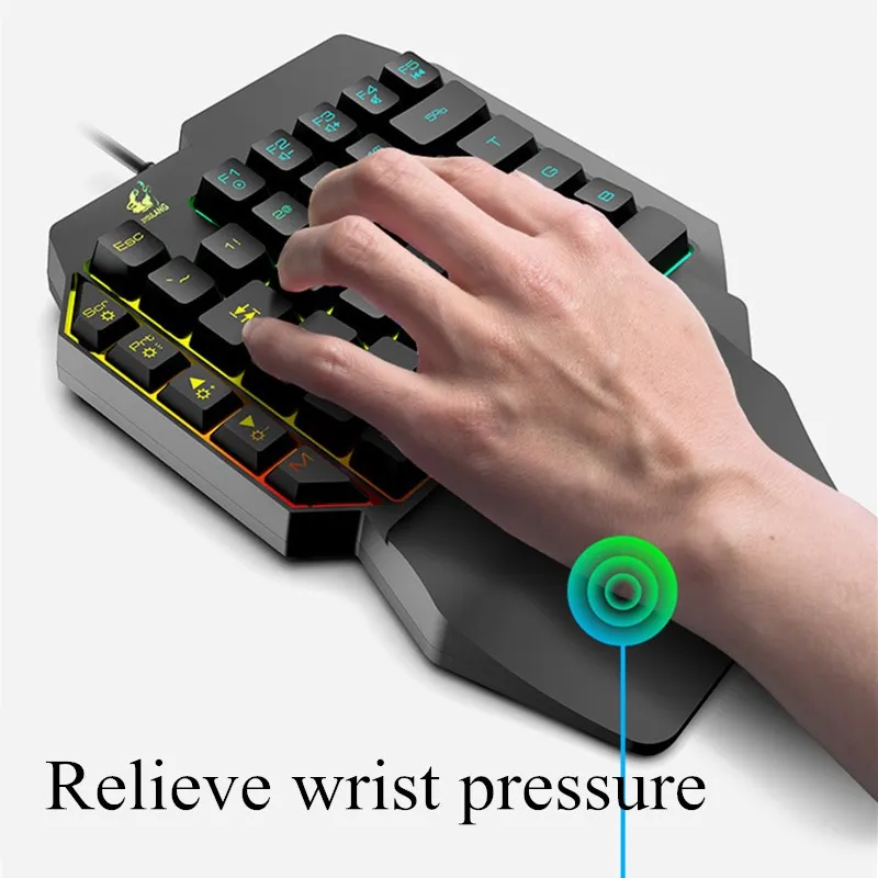 One-Handed Gaming Keyboard RGB Backlit Portable Mini Gaming Keypad Mechanical Keyboard Gaming Keyboards for Tablet Desktop