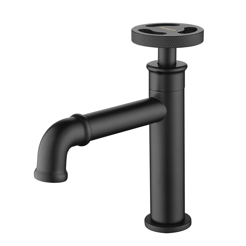 Industrial Style Brass Matte Black Bathroom Sink Faucet Single Hole Basin Cold Water Tap torneira banheiro B3379