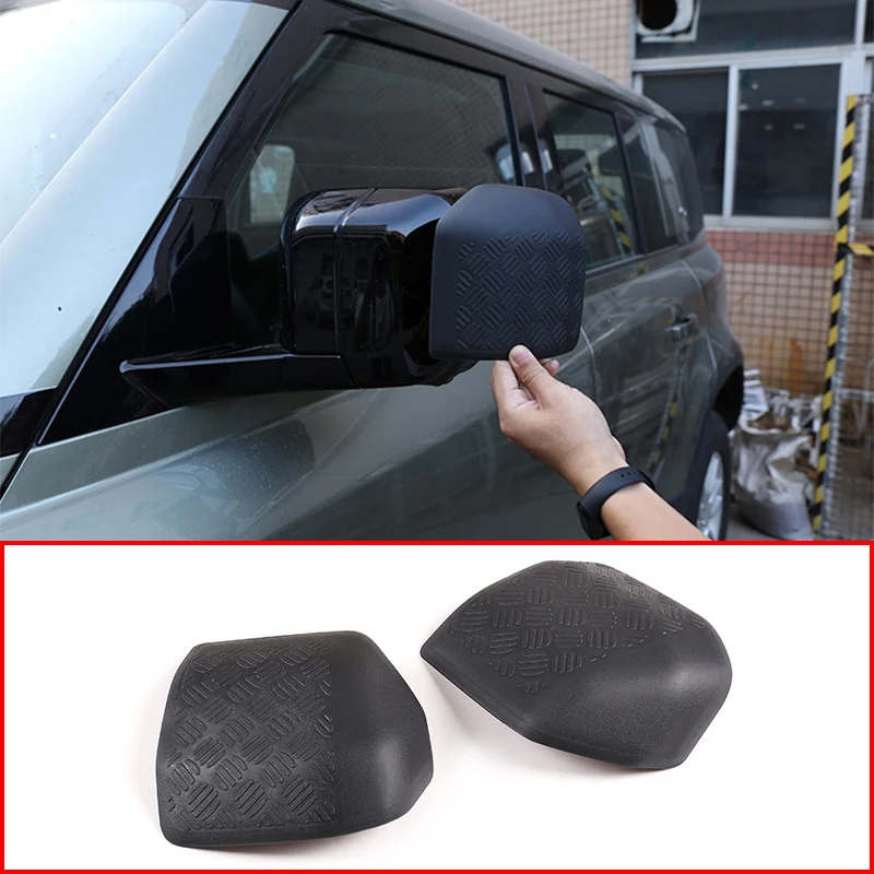 Car Styling ABS Black Car Rearview Mirror Cover Anti-scratch Protective Shell For Land Rover Defender 110 2020 Auto Accessories