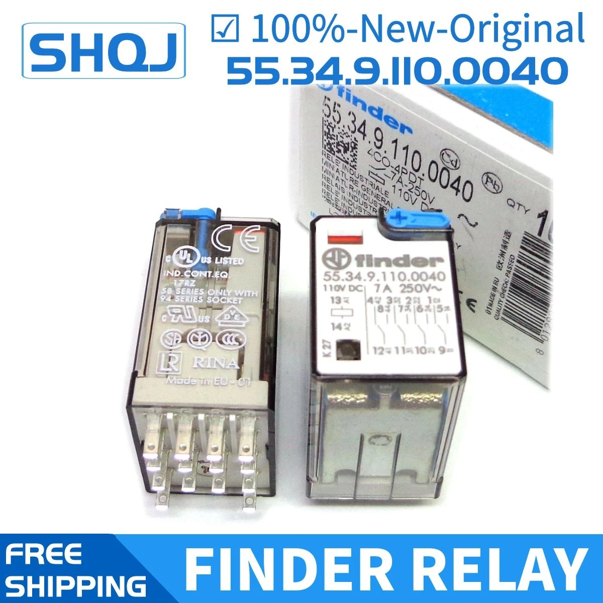 finder relay 55.34.9.110.0040 110VDC 4CO 14PIN 7A 100%-new-original