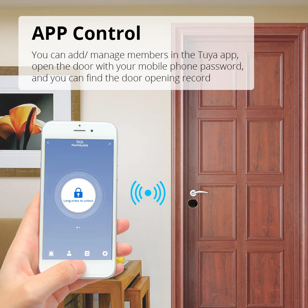 Zemismart Tuya BLE Door Lock Fingerprint Password Key Physical Unlock Smart Life App Control Keyless Electronic Smart Lock
