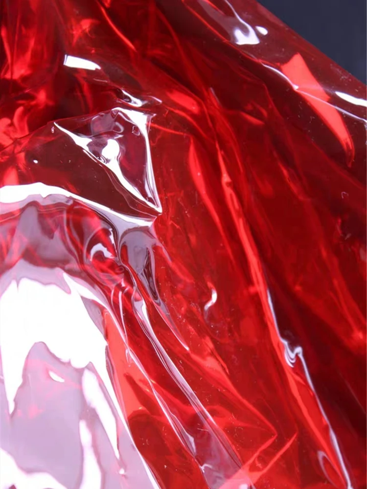 0.2mm TPU Fabric PVC Red Liquid Film Waterproof DIY Crystal Bag Raincoat Plastic Stage Decor Clothes Designer Fabric