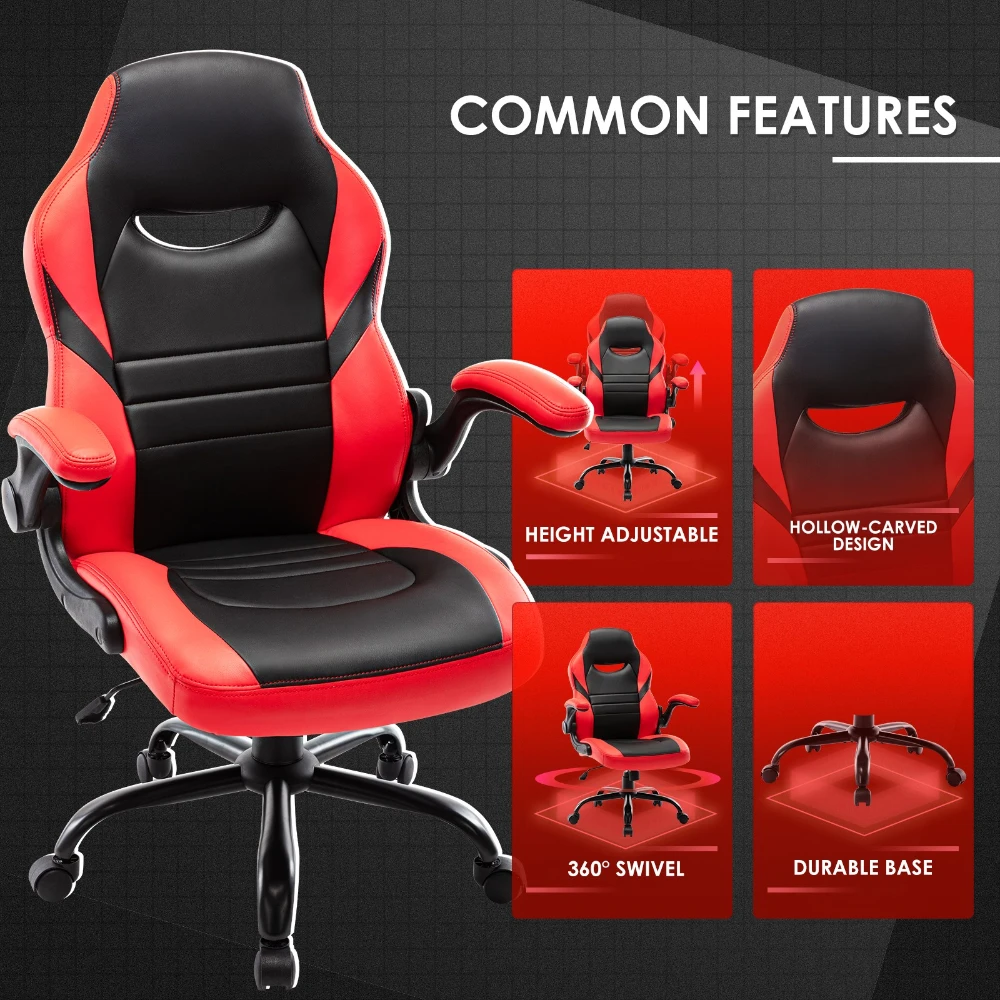 Gaming Chair High Back Ergonomic Adjustable Office Chair Gamer Racing Executive Task Swivel Computer Chair PU Leather Desk Chair