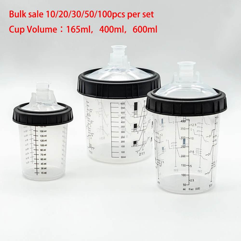 Venda a Granel Pistola de Pintura do Tanque Pistola de Pulverização Copo de Mistura 165 400 600ml Descartável Copo de Medição tipo h o Copo Rápido 10 20 30 50 Pcs