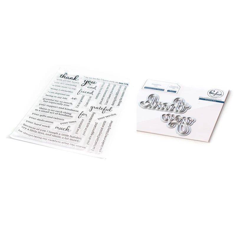 PFS New Alphabet Die Cuts and Clear Stamps Scrapbooking for Paper Making Thank You Embossing Frames Card Craft Set