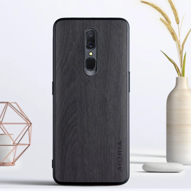 Vintage case for OPPO F11 Pro TPU+PC + wooden Like PU leather skin covers coque fundas for OPPO F11