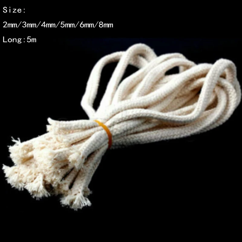 3/5M Long Burner Alcohol Wick Rope Cotton Wick Round Cotton Kerosene Oil Lamp Wicks 2/3/4/5/6/8MM