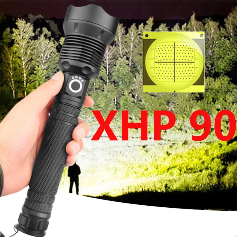 Xhp90.2 High Quality Tactical Led Flashlight Usb Rechargeable 18650 or 26650 Battery Torch Waterproof Lantern Zoomable Aluminum