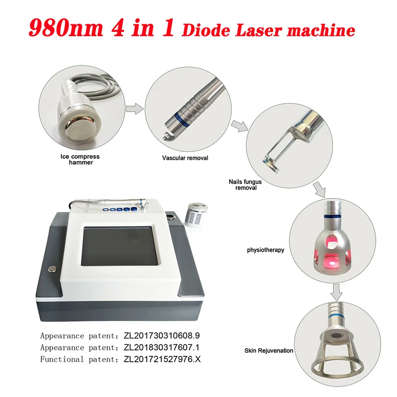 Multifunctional 980nm Diode Laser Machine For Nail Fungal Treat Spider Veins Vascular Removal Physiotherapy Skin Rejuvenation