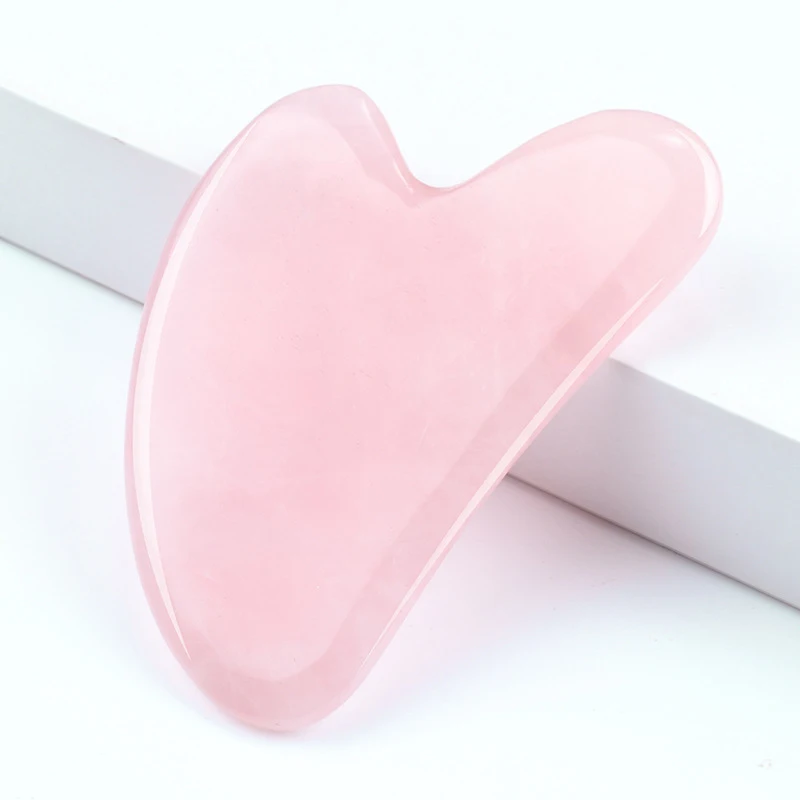 1 pz giada naturale Gua Sha raschietto bordo massaggio quarzo rosa giada pietra Guasha per viso collo pelle Lifting rimozione rughe