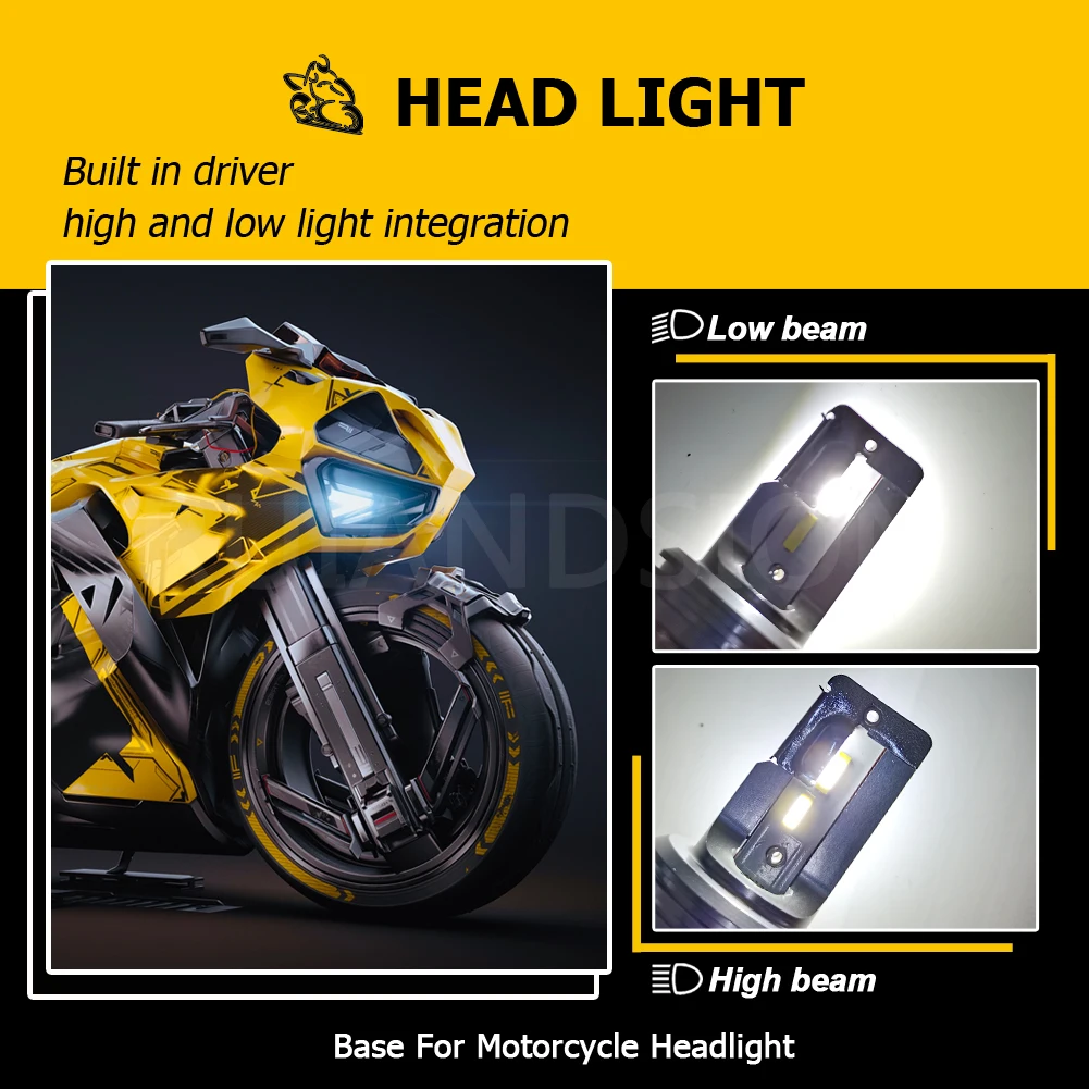 1Pcs CSP BA20D H6 H4 9003 HB2 HS1 P43T P45T Led Motorbike Headlight Car Motorcycle Fog Light  AC DC 12V 24V 1800Lm 6000K Yellow