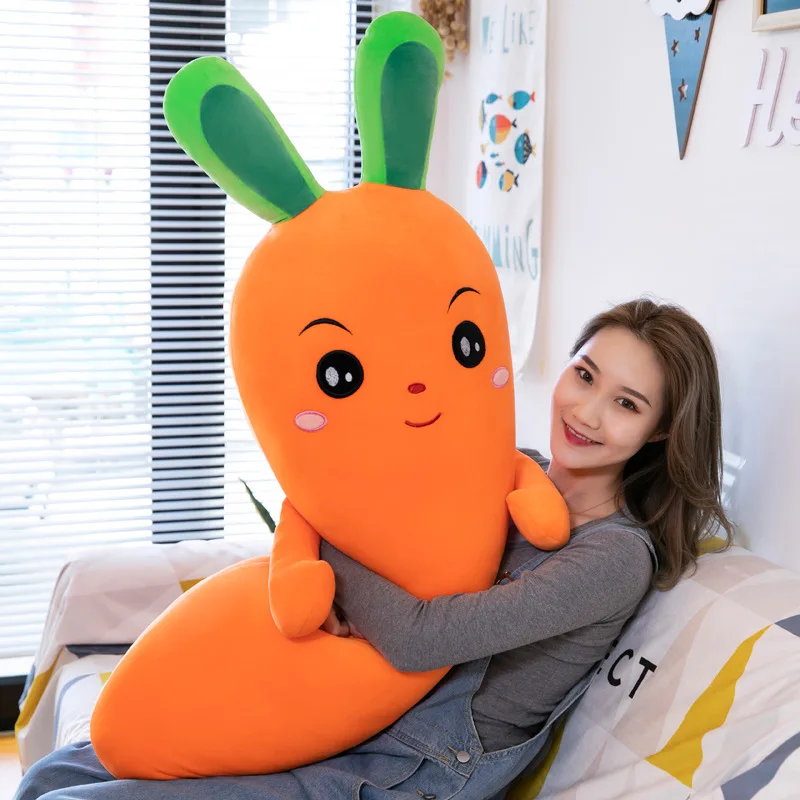 Cute Expression Carrot Long Pillow Plush Stuffed Toy Nap Pillow Weekend Drama Artifact Soft Skin-friendly and Comfortable Pillow