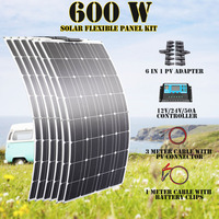 Solar 600 watt 12v 24v Systems Camper 1000w Flexible Panels panneau solaire 300w kit complet Caravan Para Case 100w