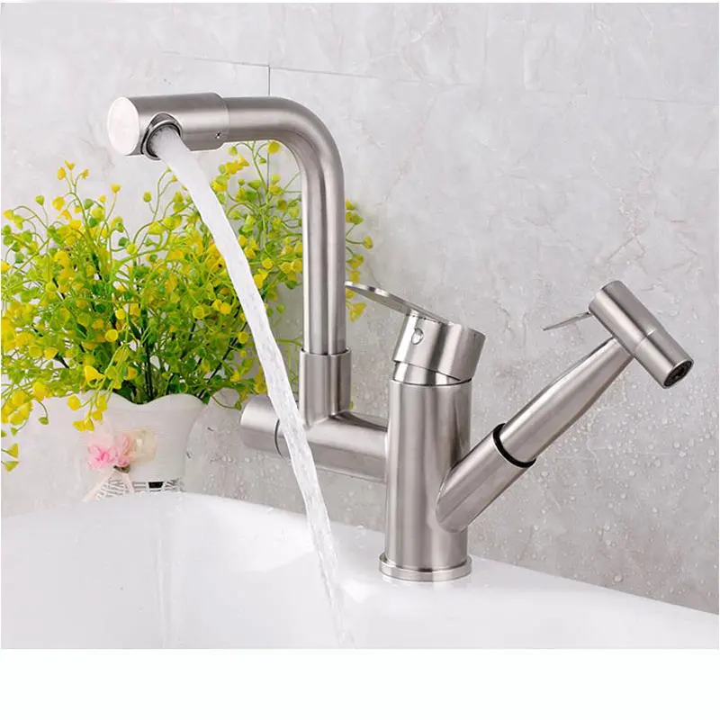 

Pull out bathroom wash basin faucet special design bathroom mixer has spray water gun easy clean