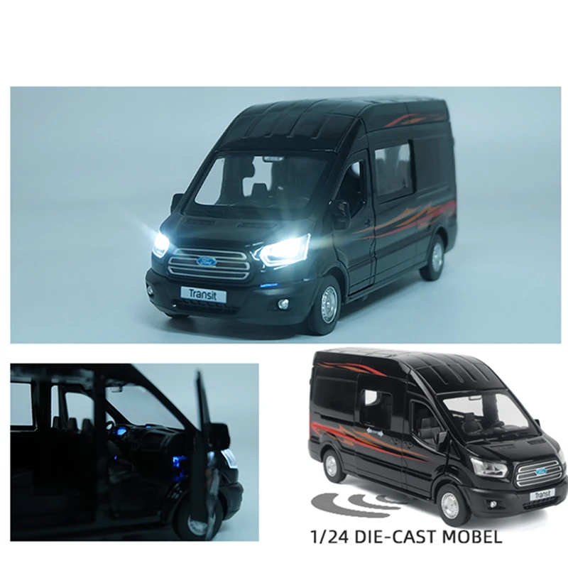 1:34 FORD Transit Alloy Multi-Purpose Vehicles Car Model Diecast Metal Toy Car Model Simulation Sound Light Collection Kids Gift