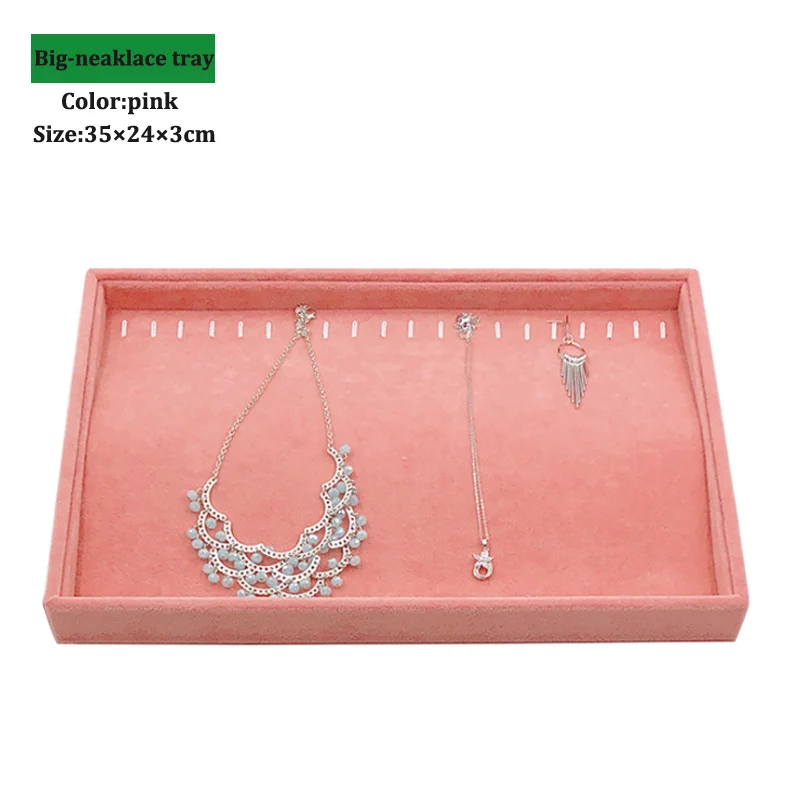 New Big Size Pink Ring Jewelry Display Organizer Case Tray Holder Necklace Earrings Storage Box Showcase Jewelry Stand Holder