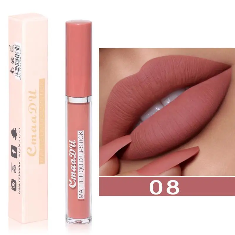 1pc Matte Lip Gloss Waterproof Long Lasting Natural Moisturizer Make Up Red Lip Gloss Cosmetic Liquid Korea Woman Lips TSLM2