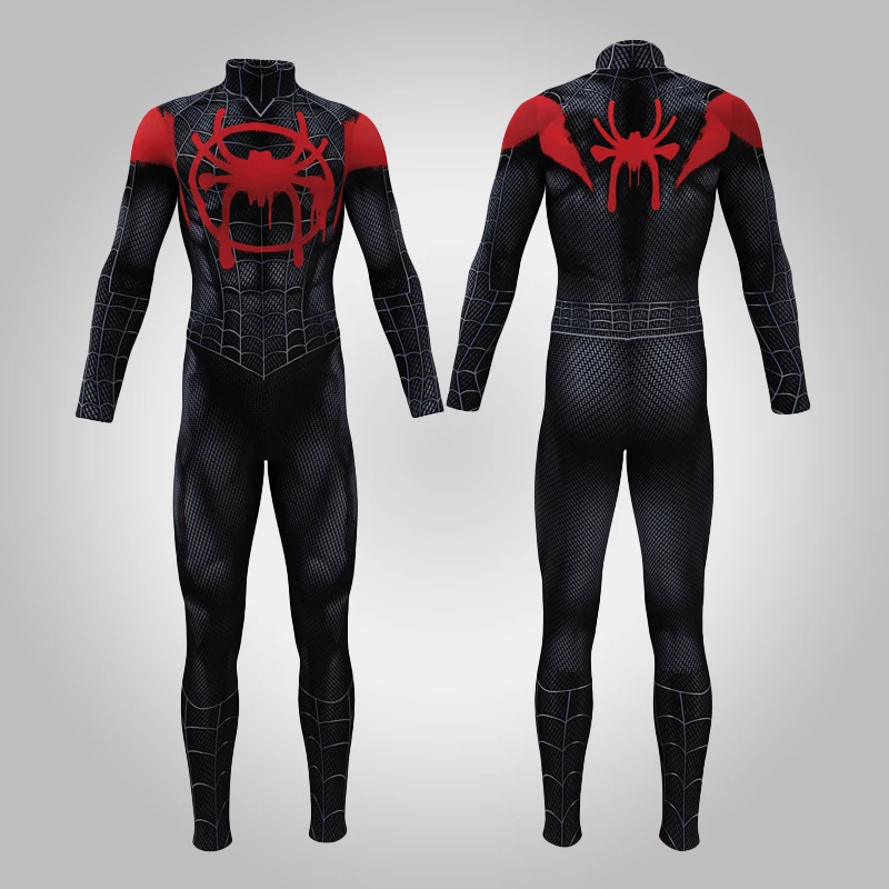 Amazing Spider 3D การพิมพ์ Miles Morales คอสเพลย์เครื่องแต่งกาย Zentai รูปแบบแมงมุม Bodysuit Jumpsuits ฮาโลวีนเครื่องแต่งกายสำหรับผู้ใหญ่