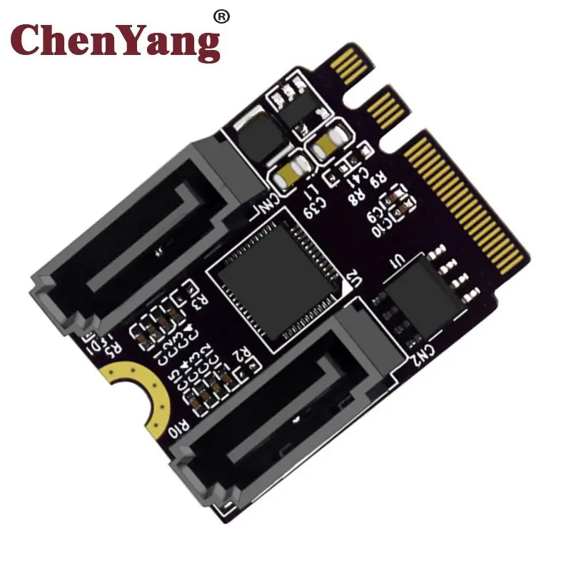 

Chenyang NGFF Key A+E PCI Express to SATA 3.0 6Gbps Dual Ports Adapter Converter Hard Drive Extension Card JMB582 2230