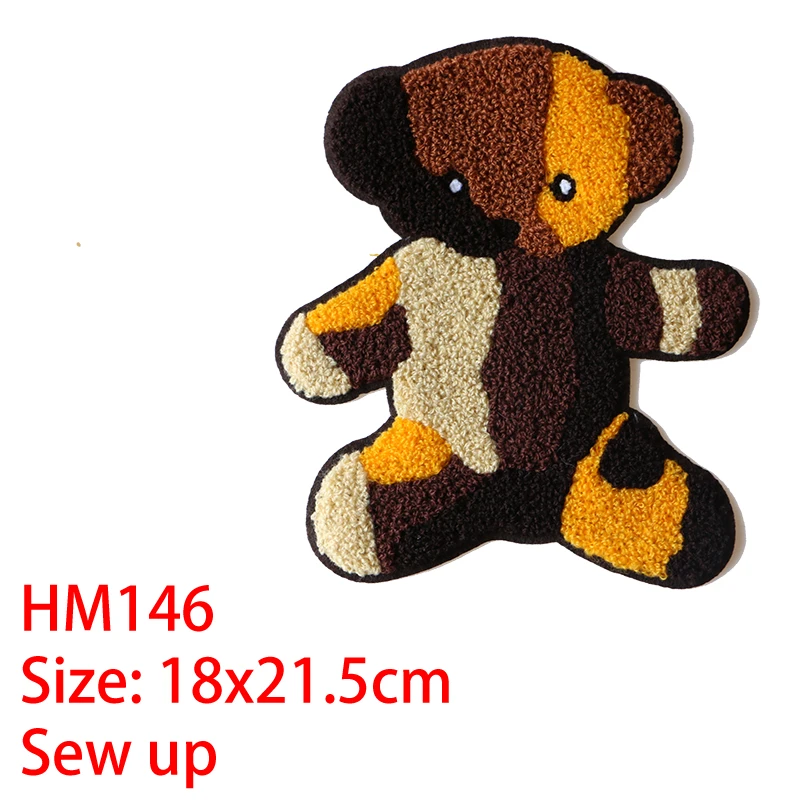 Cartoon Decorative Kitty Cat Bear Chenille Icon Towel Embroidered Applique Patches For clothes DIY Iron on Badges on a Backpack