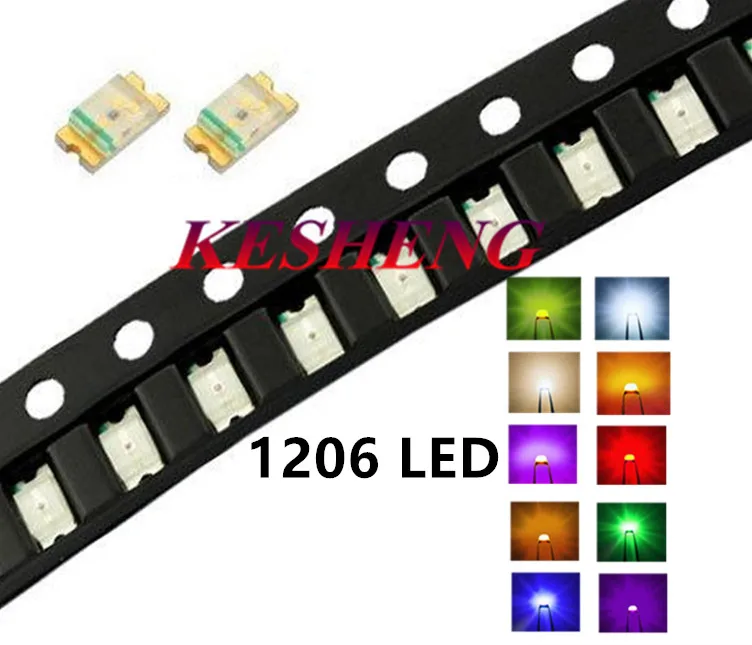 100pcs/lot 3216 1206 SMD Led Super Bright Red/Green/Blue/Yellow/White/RGB/ICE BLUE/UV Water Clear LED Light Diode 3.2*1.6*0.8mm