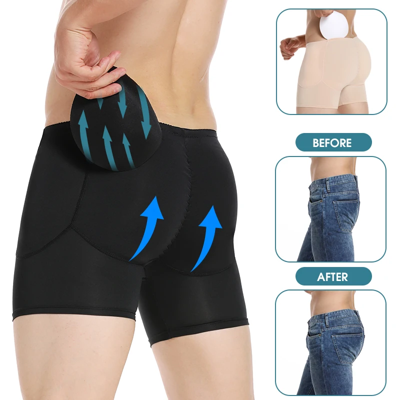 Men Butt Lifter Shapewear Butt Shaper Boxer Padded Enhancing Underwear Tummy Control