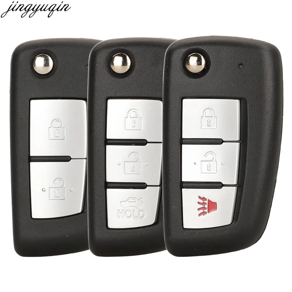 Jingyuqin Remote Car Key Case Shell For Nissan Juke F15 F16 2010-2018 Micra Pulsar X-Trail Qashqai 2/2+1/3 Buttons Entry Fob