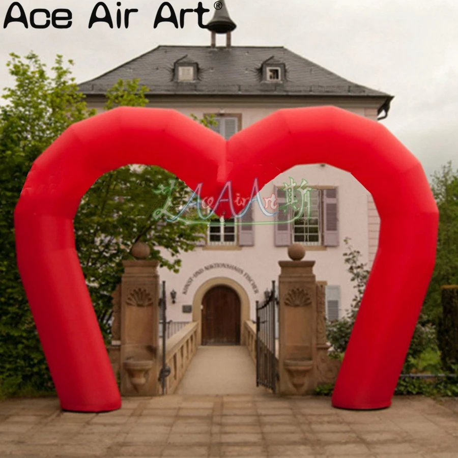 Free standing inflatable heart shaped arch with 2 pcs 63cm diameter bases and fans for wedding/Valentine's Day decoration