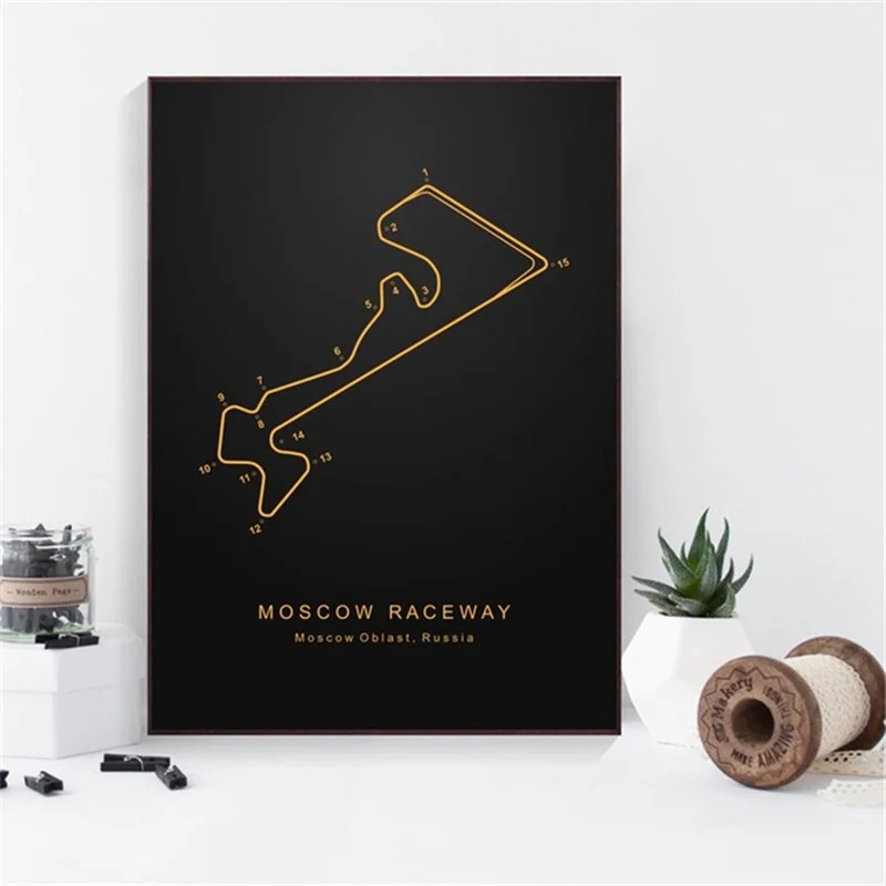 Famous F1 Race Track Moscow Spain France Raceway Poster Canvas Art Print Home Decor