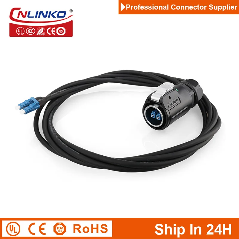 Cnlinko LP24 M24 IP67 Waterproof 3M Cable Wire Aviation LC Optical Fiber Signal Connector for PC DVD TV Sound Bar Preamplifier