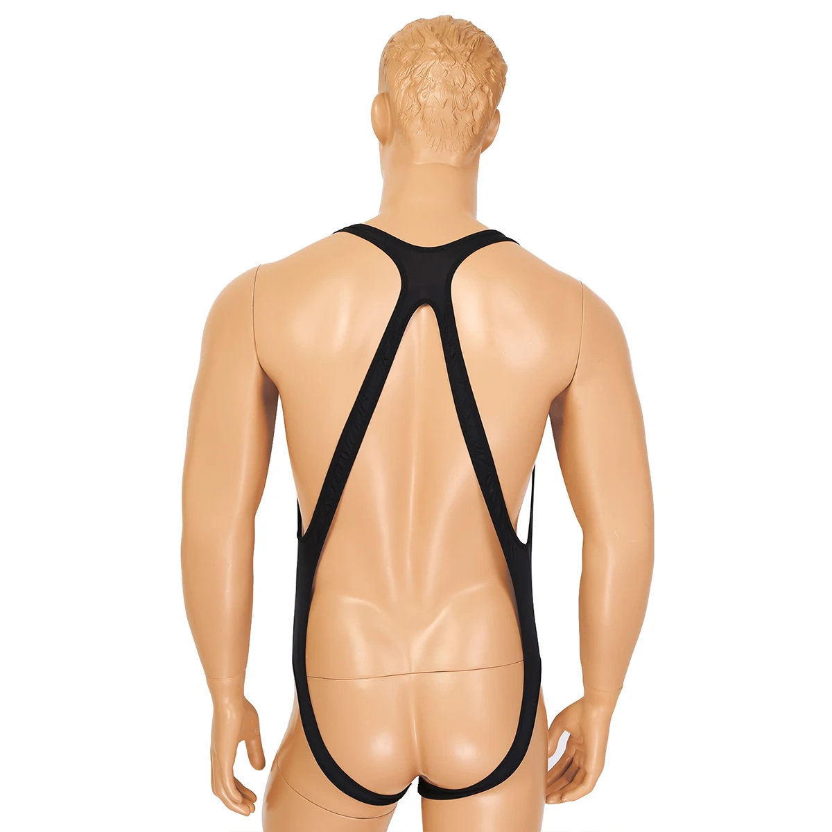 Erotic Men One-piece Crotchless Leotard Lingerie Body Chest Harness Elastic Wide Straps Mankini Jockstrap Gay Underwear Bodysuit