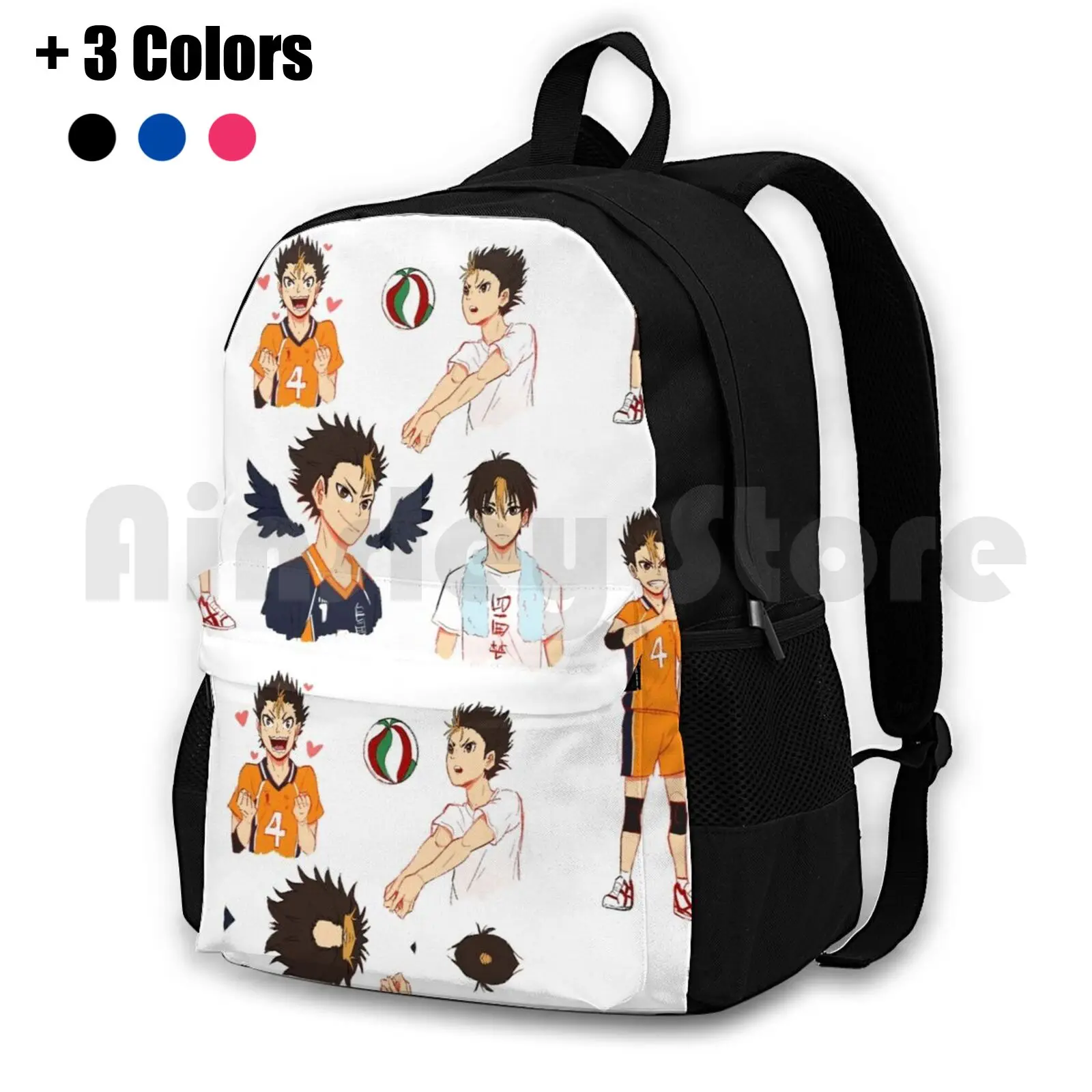 Nishinoya Doodles Outdoor Hiking Backpack Waterproof Camping Travel Nishinoya Nishinoya Yuu Karasuno Yuu Nishinoya Anime