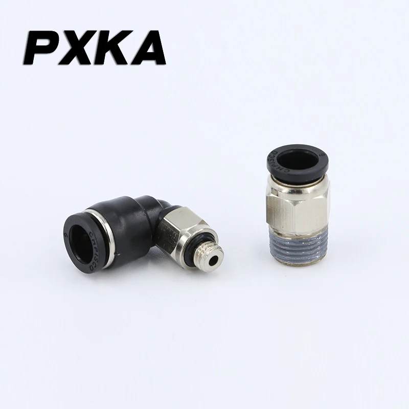 2PCS Mini connector pneumatic mini air pipe quick PL4-M3 thread straight through PC4-M5 elbow 6-M5 right angle