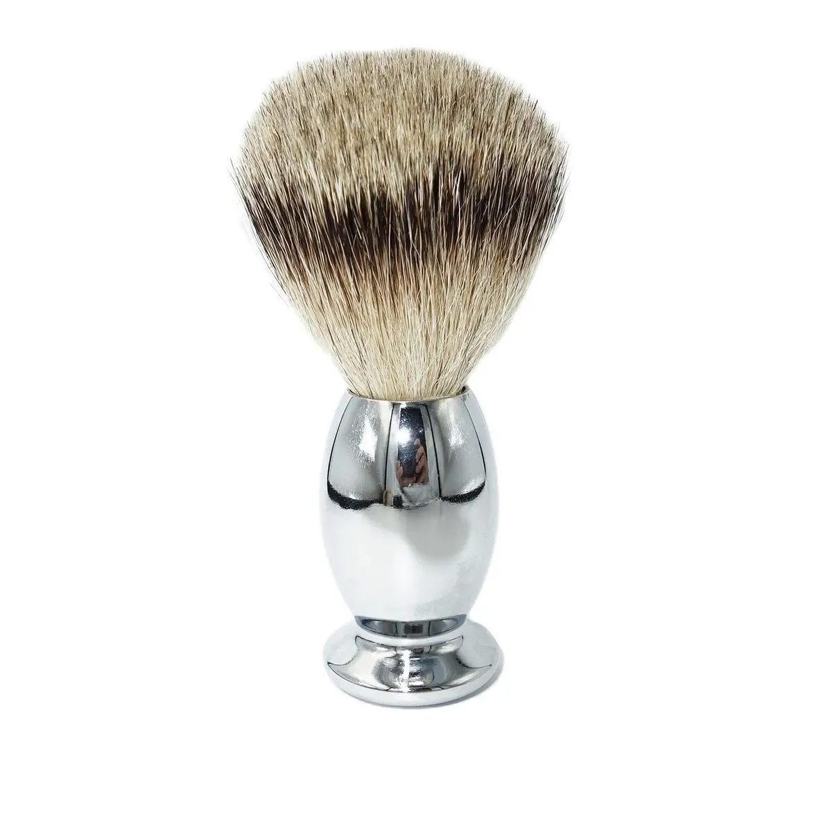 Silver Tip Pure Soft Honey Badger Hair Brush with Heavy Weight Stainless Steel Holder for Men Wet Shaving Tool