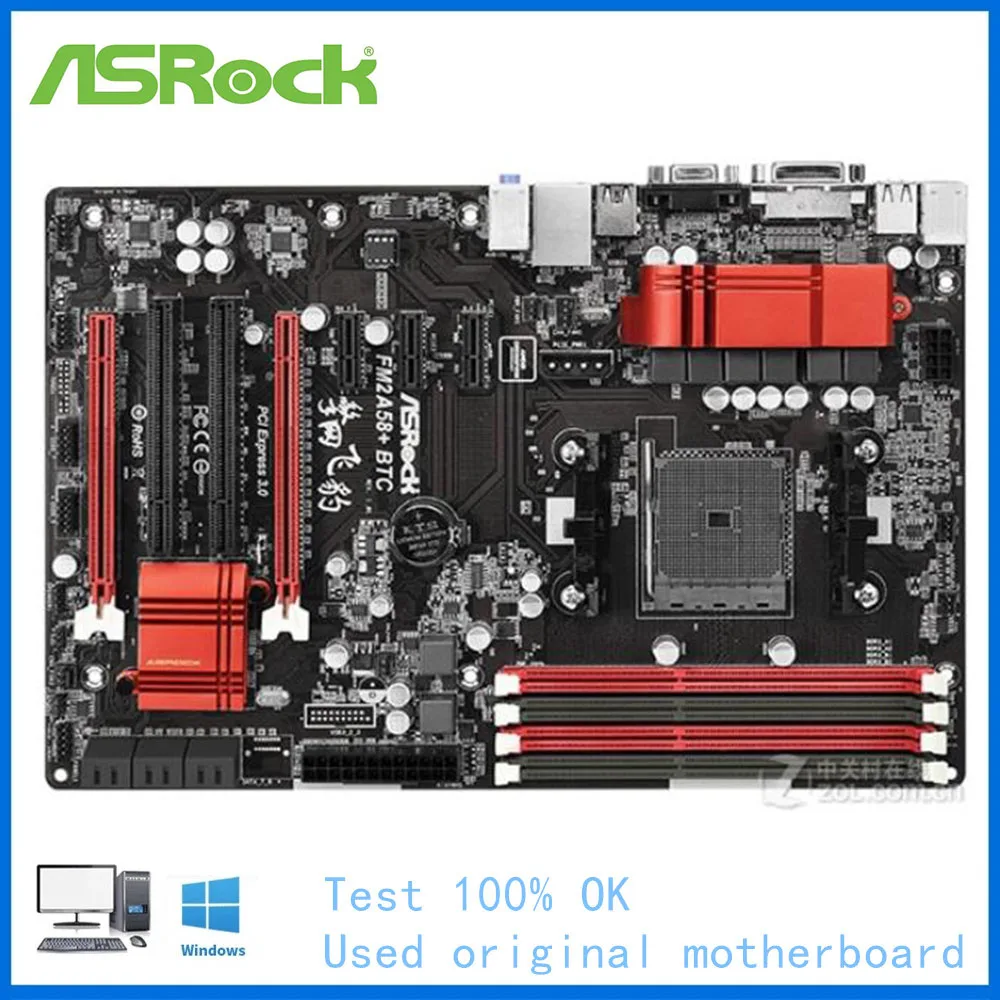 

For ASRock FM2A58+ BTC Computer USB2.0 SATA II Motherboard FM2 APU CPU DDR3 For AMD A58M A58 Desktop Mainboard Used