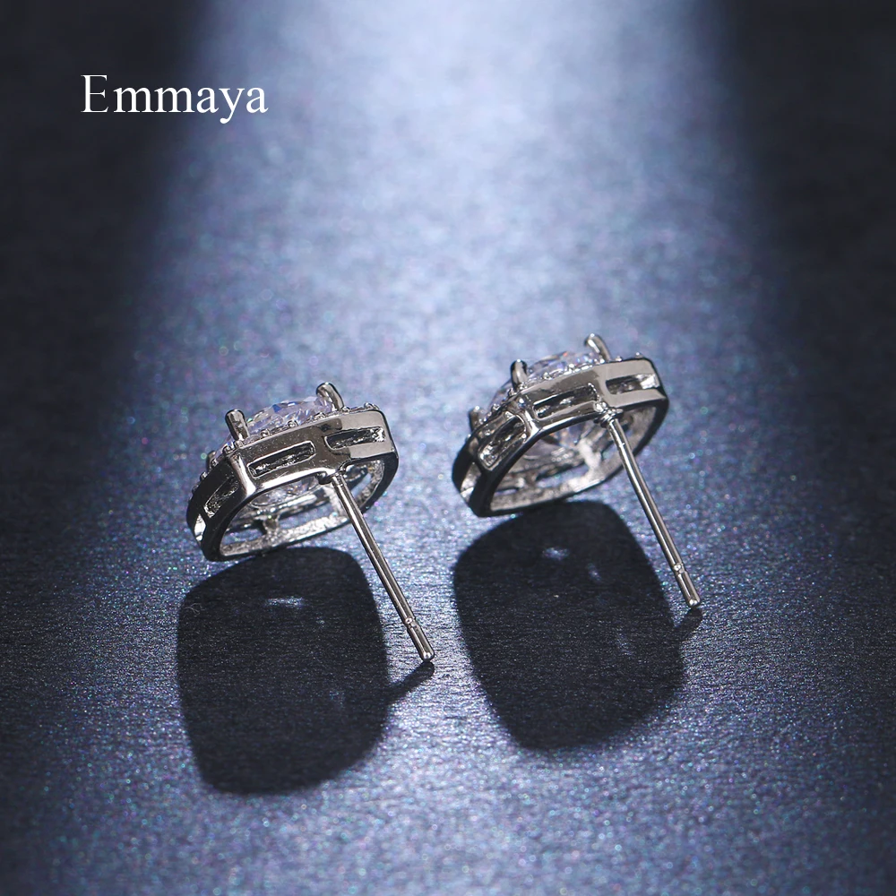 Emmaya ใหม่แฟชั่นวงกลมลักษณะสีขาว AAA CZ เปิดต่างหูผู้หญิงที่น่าสนใจเครื่องประดับงานแต่งงานชุด-UP