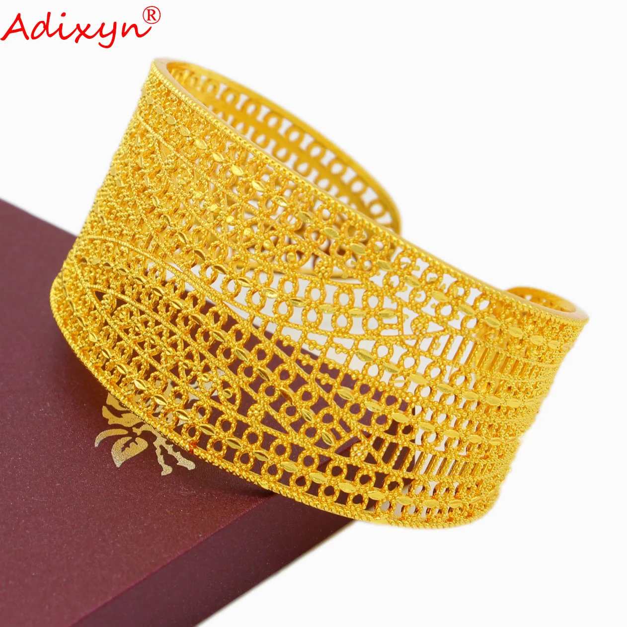 Adixyn New 24k Gold Color Bangle for Women Jewelry Cuff Bracelet African French Dubai Wedding Jewelry Gifts N042810