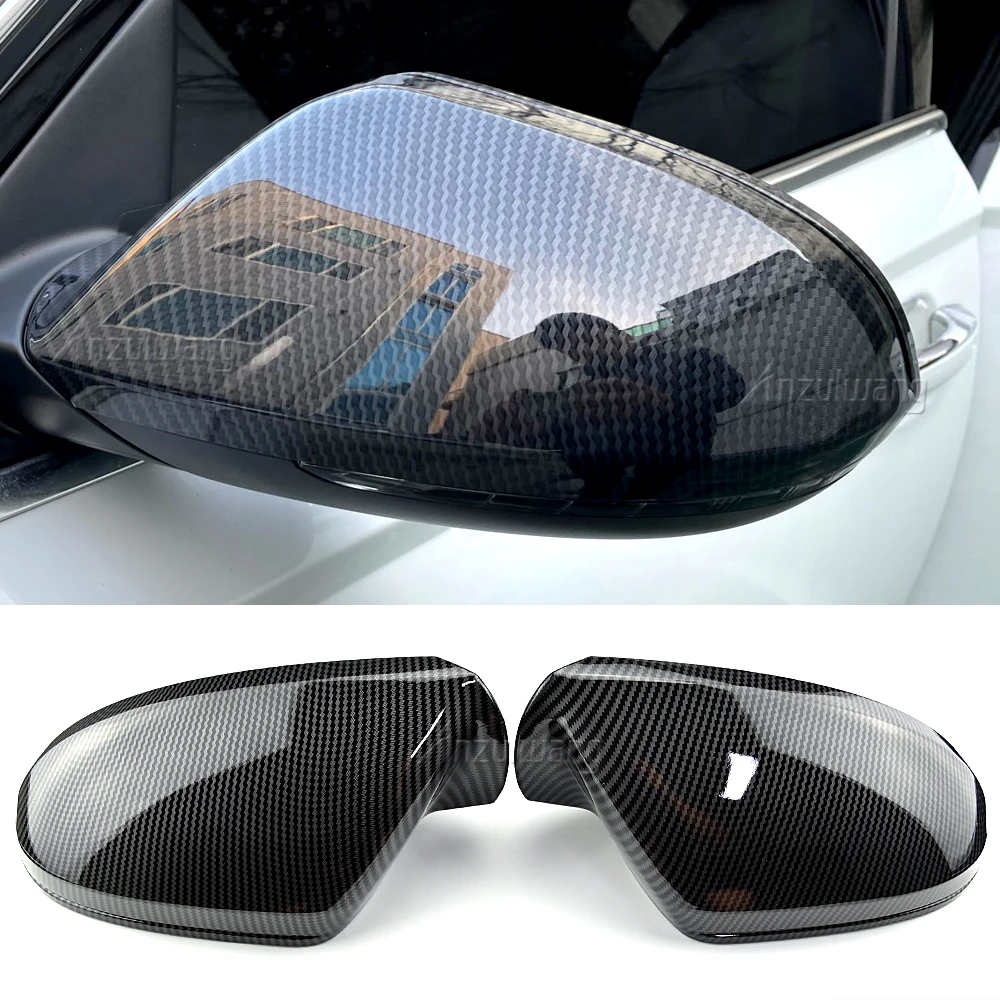 

For Audi A6 C7 S6 2012-2018 Car Rearview Mirror Cover Side Wing Protect Frame Covers Trim Carbon black and bright black