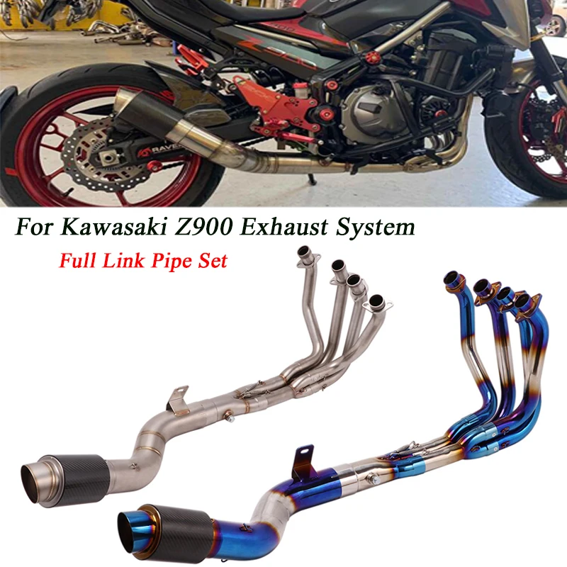 Motorcycle Full Link Pipe Exhaust Pipe Silencer System Set Stainless Steel Tubes Silp On For Kawasaki z900 Until 2022